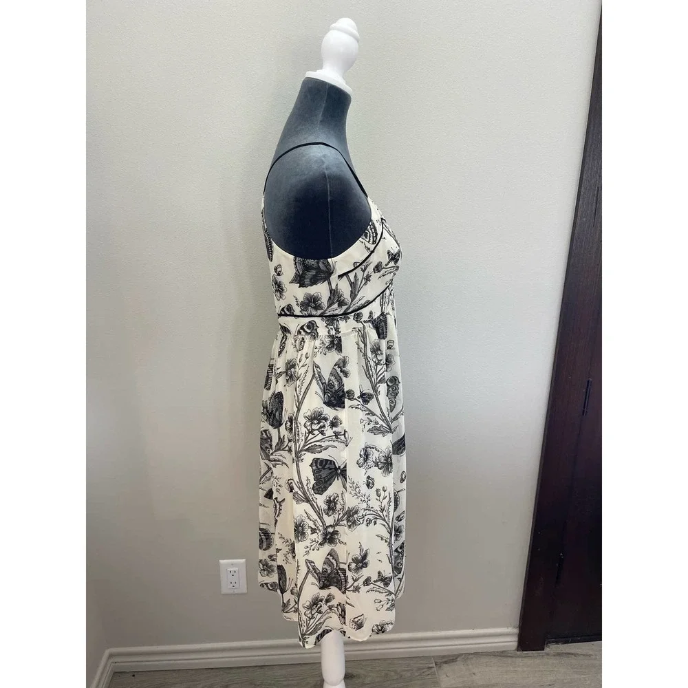 Ann Taylor Loft Butterfly Ivory and Black Lined Sundress Size 2 - Picture 6 of 9
